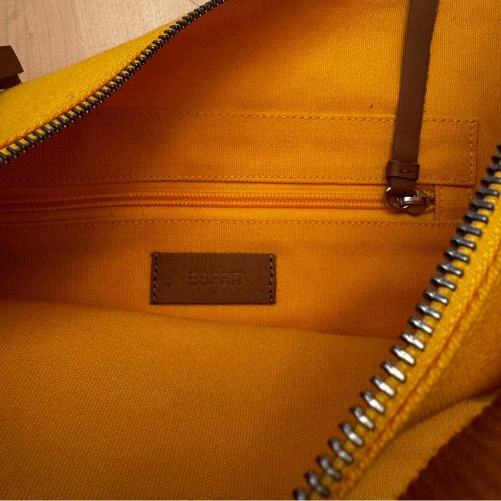 ESPRIT Yellow Logo Canvas Hobo Bag NWT - Picture 8 of 8